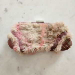 BCBG PINK fur clutch
